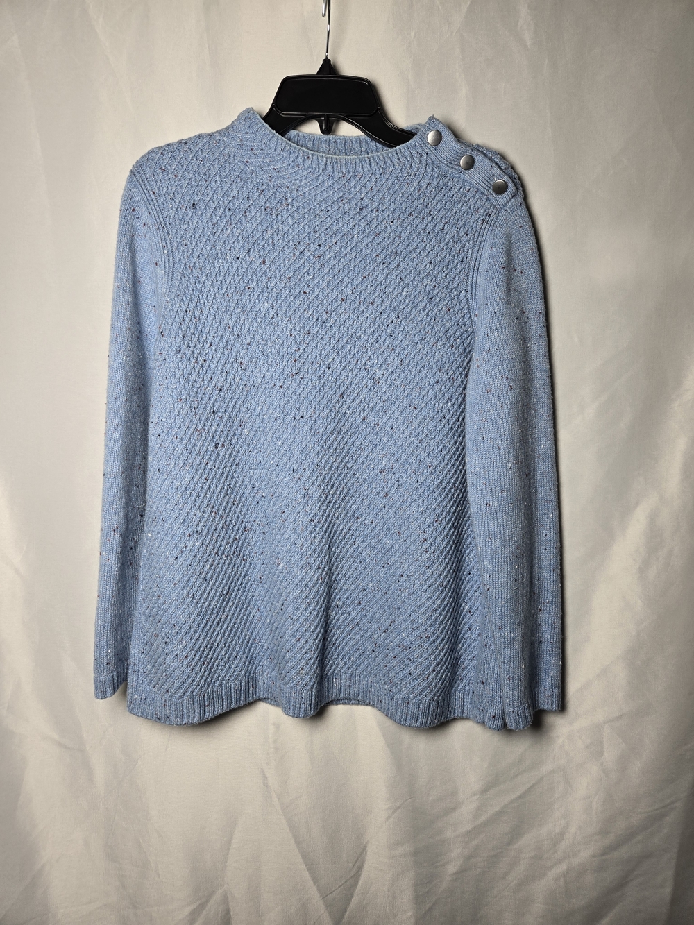 Talbots Light Blue Crewneck Sweater with Shoulder Buttons